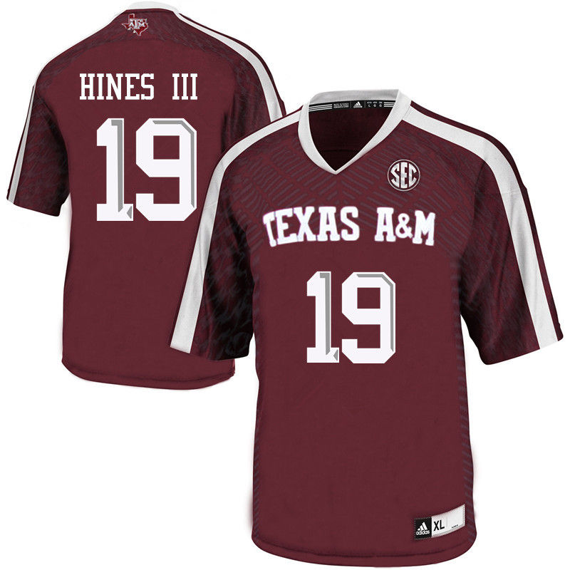 Men #19 Anthony Hines III Texas A&M Aggies College Football Jerseys-Maroon - Click Image to Close